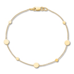 Polished Disc Anklet 14K Yellow Gold 9&quot;