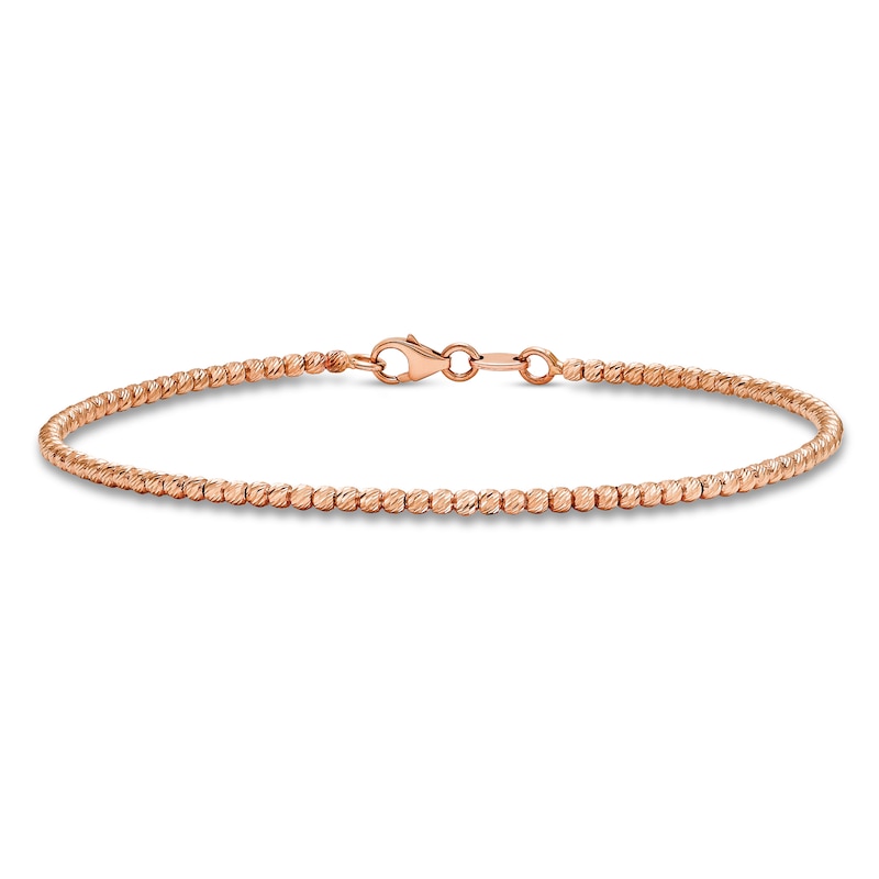 Main Image 1 of Diamond Cut Beaded Bracelet 14K Rose Gold 7&quot;