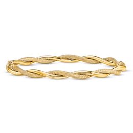 Textured Twist Bangle Bracelet 14K Yellow Gold