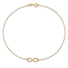 Polished Infinity Anklet 14K Yellow Gold 9&quot;