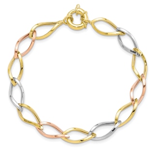 High-Polish Oval Link Toggle Bracelet 14K Yellow Gold 7.5