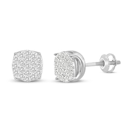 Men's Diamond Stud Earrings 1/3 ct tw Round 10K White Gold