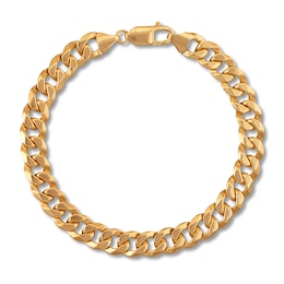 Solid Curb Bracelet 14K Yellow Gold 8.5&quot; 8.7MM