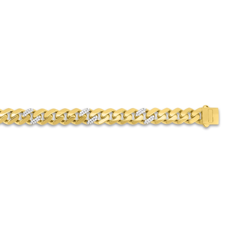 Diamond Curb Necklace 3 1/5 ct tw Round 10K Yellow Gold