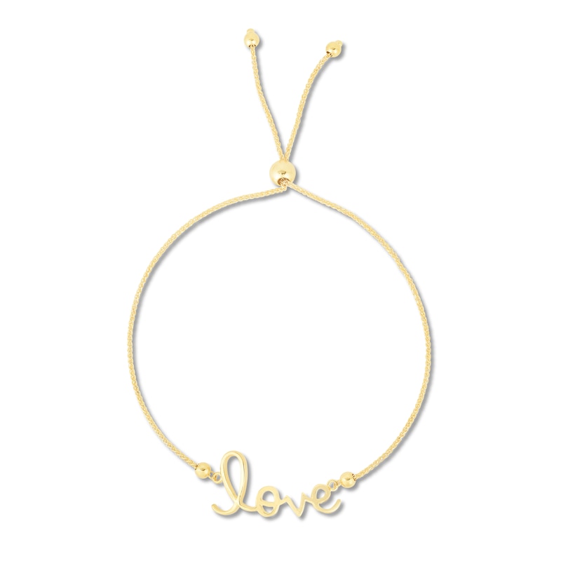 "LOVE" Bolo Bracelet 10K Yellow Gold