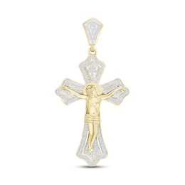 Men's Diamond Crucifix Pendant Charm 1/2 ct tw 10K Yellow Gold