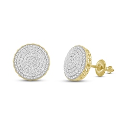 Men's Diamond Stud Earrings 1/6 ct tw Round 10K Yellow Gold