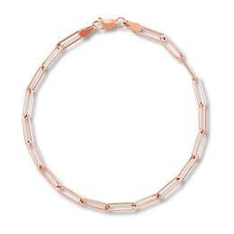 Solid Paperclip Chain Bracelet 14K Rose Gold 8&quot;