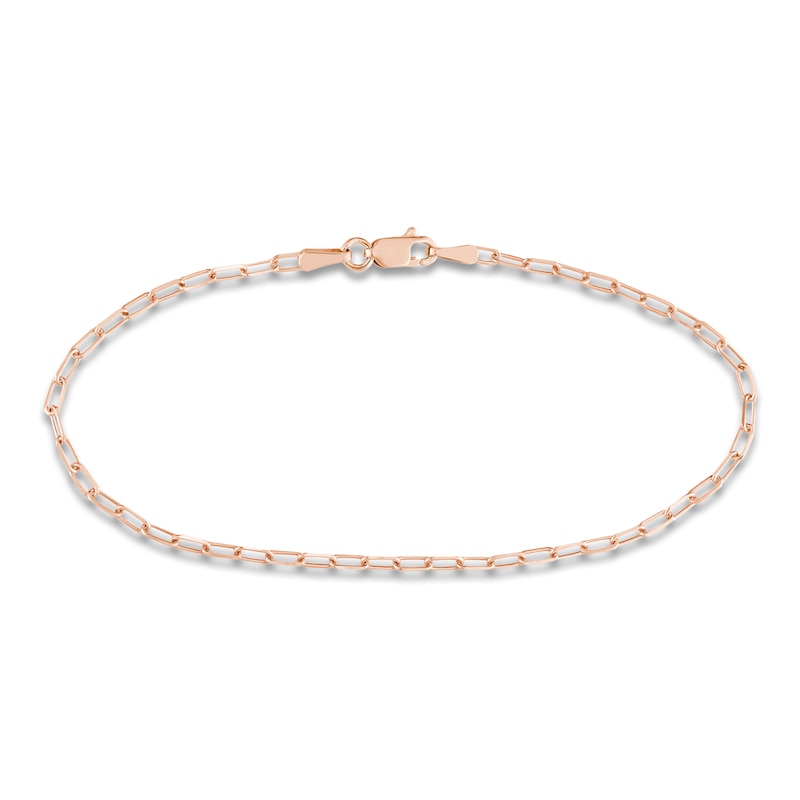 Solid Paperclip Chain Bracelet 14K Rose Gold 7.25"