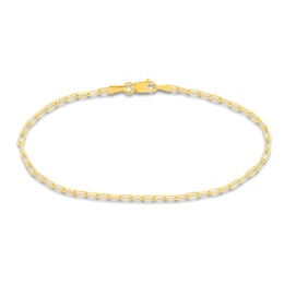 Solid Paperclip Chain Bracelet 14K Yellow Gold 7.25&quot;