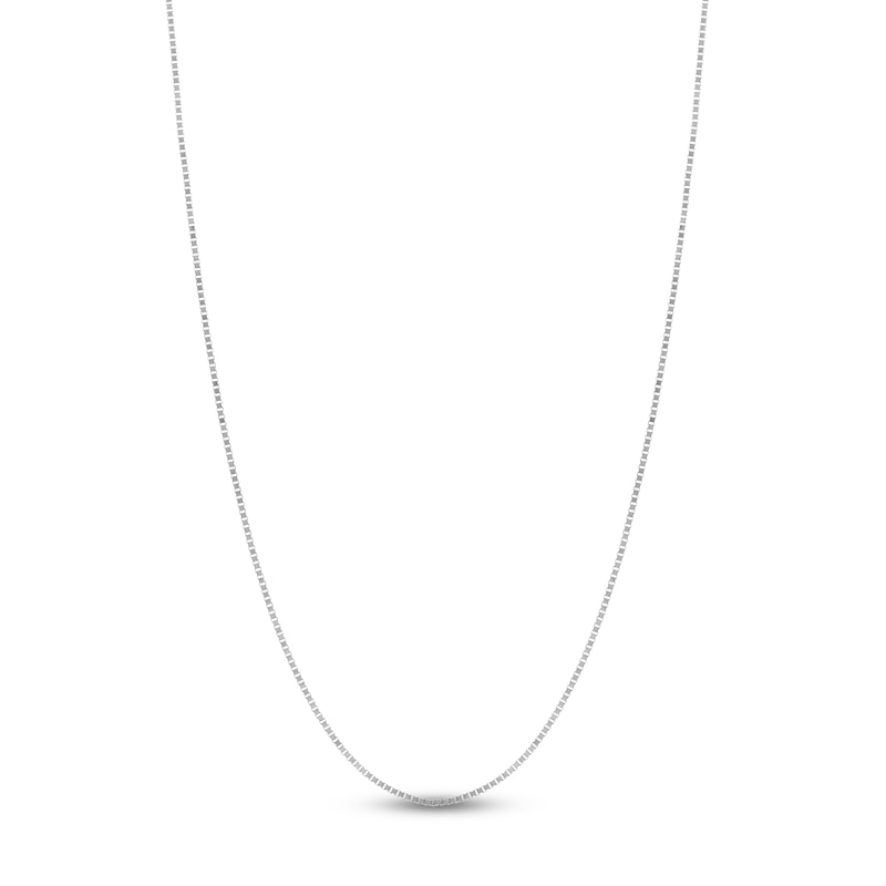 Solid Box Chain Necklace 14K White Gold 18" 0.66mm