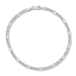 Solid Figaro Chain Bracelet 14K White Gold 8&quot;