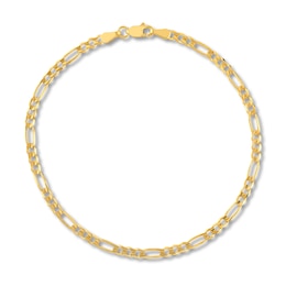 Solid Figaro Chain Bracelet 14K Yellow Gold 8&quot;