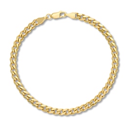 Solid Cuban Link Chain Bracelet 14K Yellow Gold 7.25&quot;