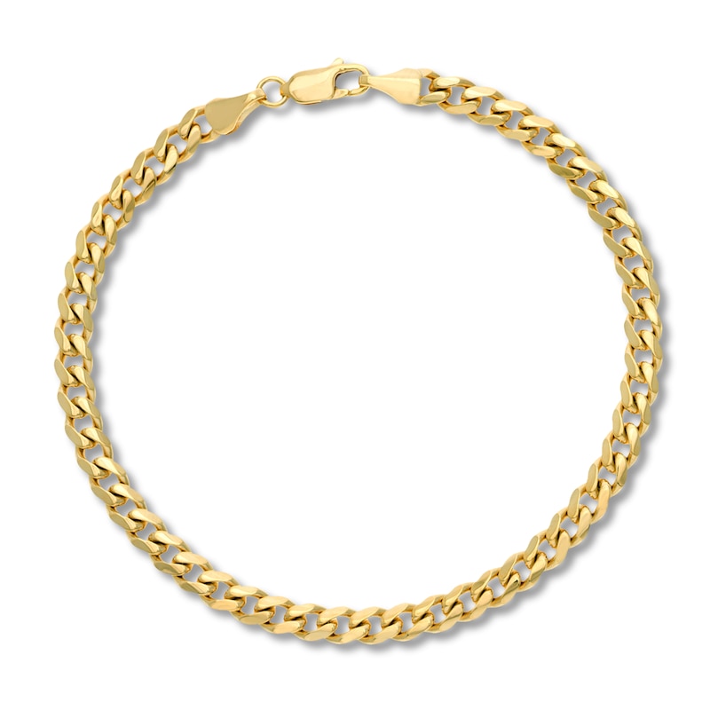 Main Image 1 of Solid Cuban Link Chain Bracelet 14K Yellow Gold 7.25&quot;