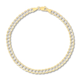 Solid Pave Curb Chain Bracelet 14K Yellow Gold 8.5&quot;