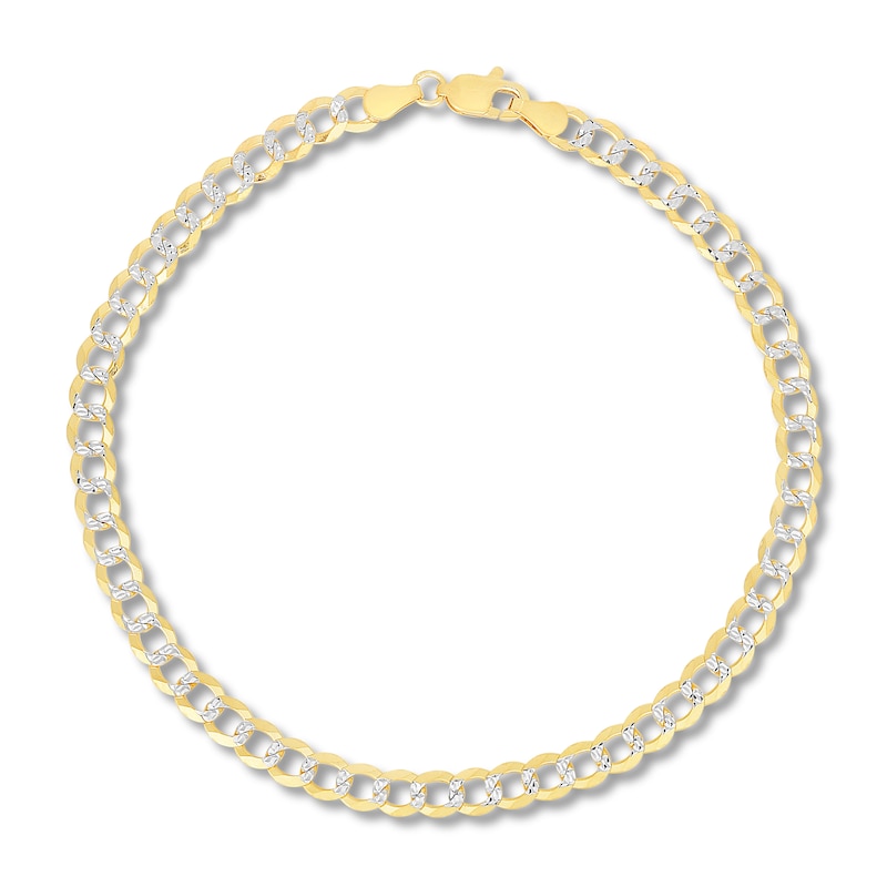 Solid Pave Curb Chain Bracelet 14K Yellow Gold 8.5"