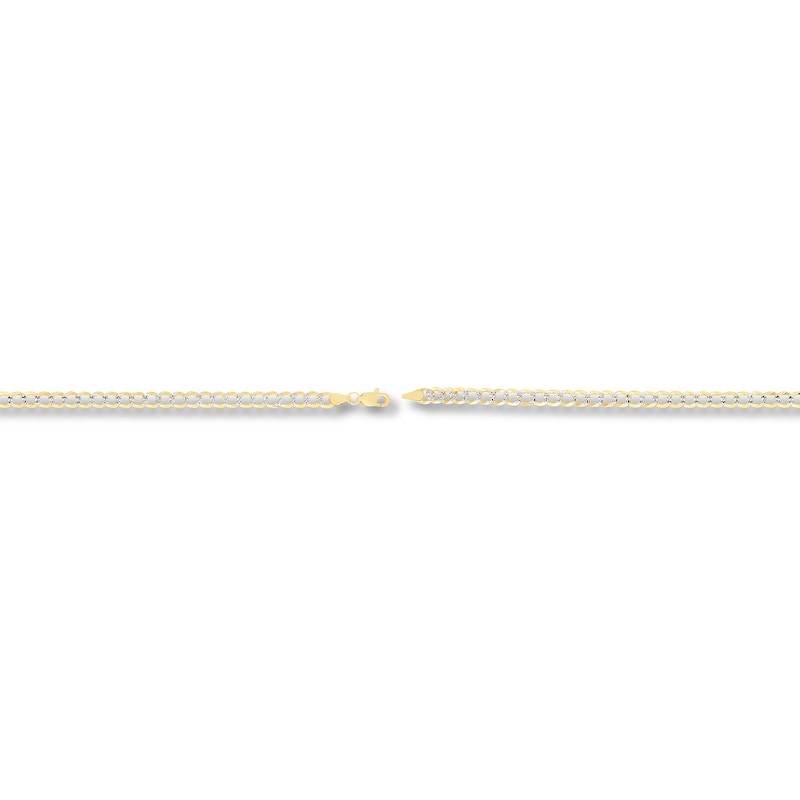 Solid Pave Curb Chain Bracelet 14K Yellow Gold 8.5"