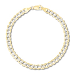 Solid Pave Curb Chain Bracelet 14K Yellow Gold 8.5&quot;