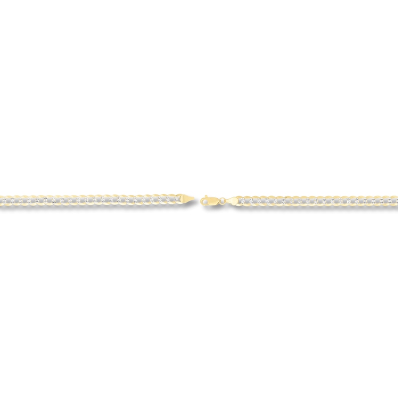 Solid Pave Curb Chain Bracelet 14K Yellow Gold 8.5"