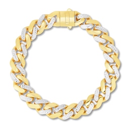 Solid Pave Curb Chain Bracelet 14K Yellow Gold 8.5&quot;