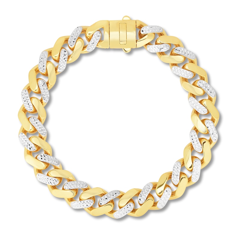 Main Image 1 of Solid Pave Curb Chain Bracelet 14K Yellow Gold 8.5&quot;