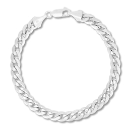 Solid Miami Cuban Link Bracelet 14K White Gold 8.5&quot;