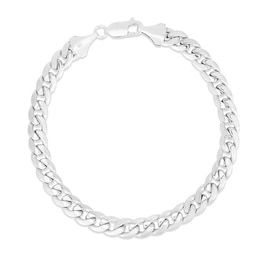 Cuban Link Bracelet 14K White Gold 8.5&quot;