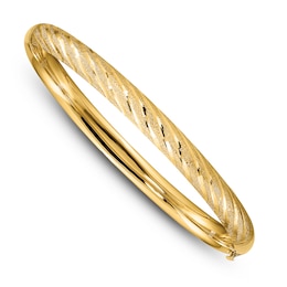 Twisted Hinged Bangle Bracelet 14K Yellow Gold 7.5&quot;