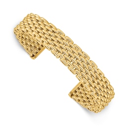 Polished Cuff Bangle Bracelet 14K Yellow Gold 5.5&quot;