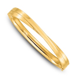 Bypass Hinged Bangle Bracelet 14K Yellow Gold 7&quot;