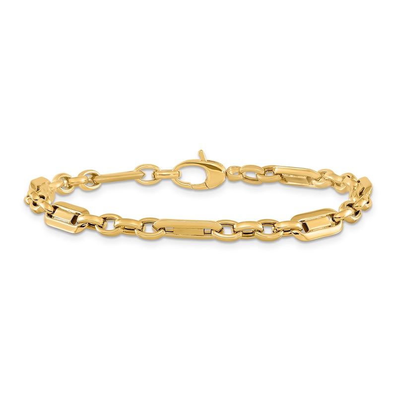 Polished Fancy Link Bracelet 14K Yellow Gold 7.5"