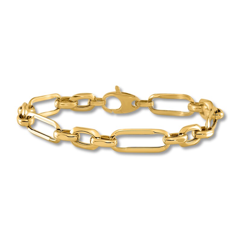 14k Yellow Gold Oval Link Bracelet Chain Fancy 
