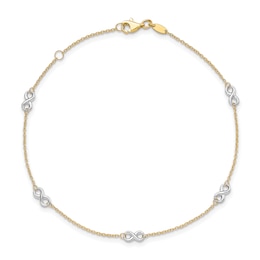 Infinity Anklet 14K Two-Tone Gold 9&quot;