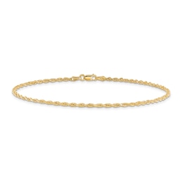 Diamond-Cut Rope Chain Anklet 14K Yellow Gold 10&quot;