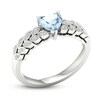 Thumbnail Image 2 of Natural Aquamarine & White Lab-Created Sapphire Heart Ring Sterling Silver