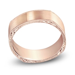 Kirk Kara Men's Engraved Satin Wedding Band 14K Rose Gold