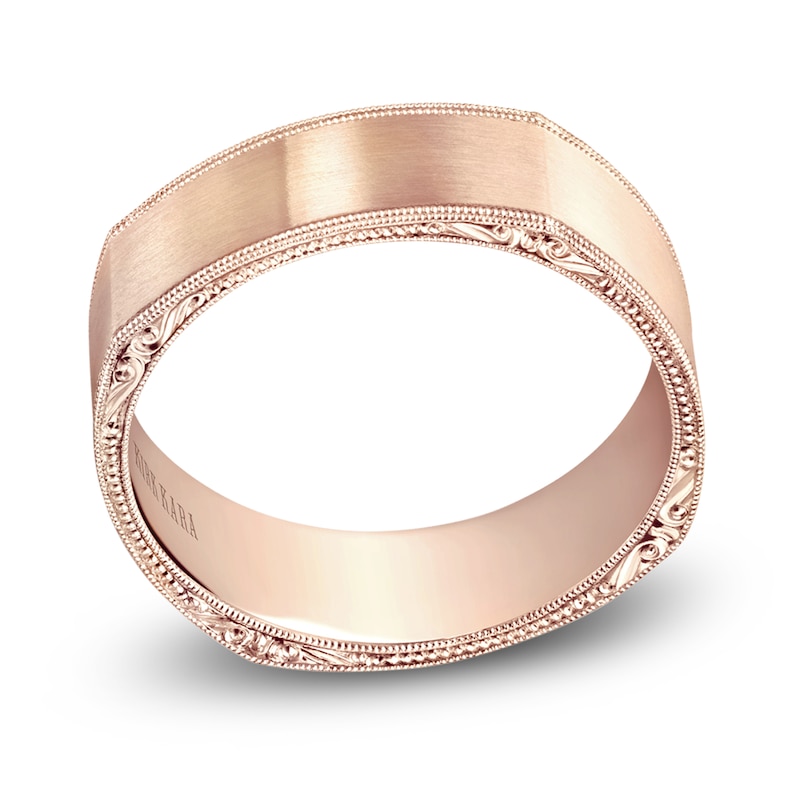 Main Image 1 of Kirk Kara Men's Engraved Satin Wedding Band 14K Rose Gold