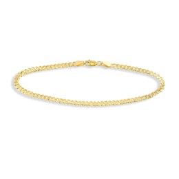 Men's Solid Round Cuban Chain Bracelet 14K Yellow Gold 7.25&quot; 3.1mm