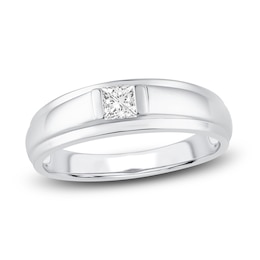 Men's Diamond Wedding Band 1/3 ct tw Square-cut 14K White Gold