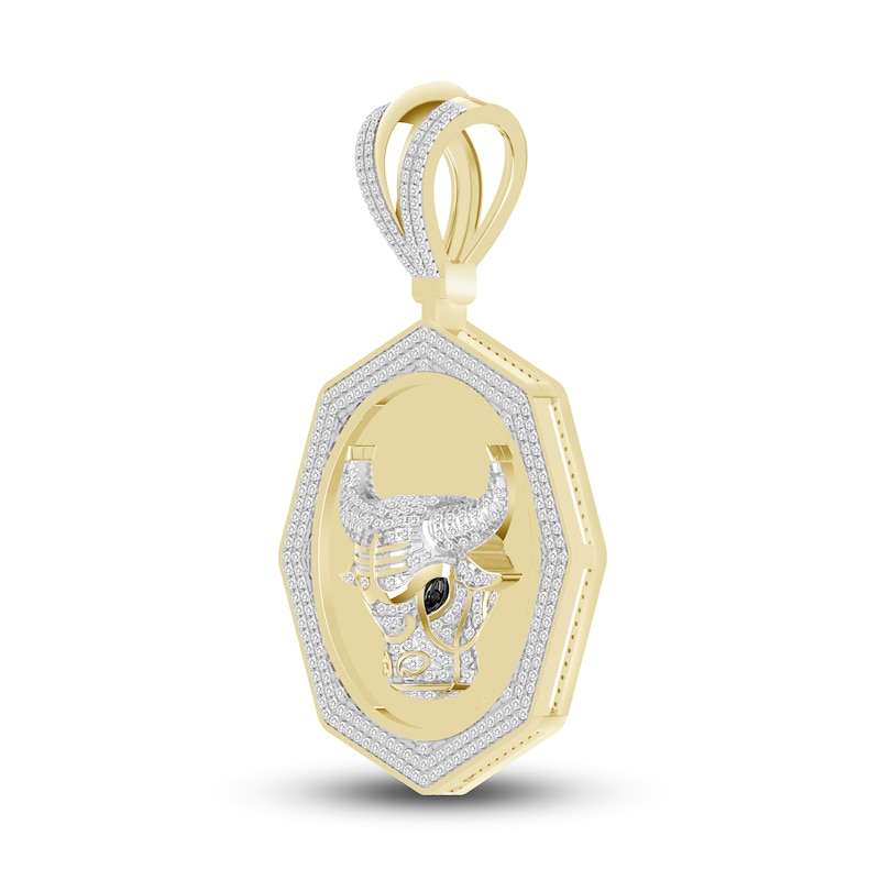 Main Image 2 of Men's Diamond Bull Charm 1 ct tw Round 10K Yellow Gold