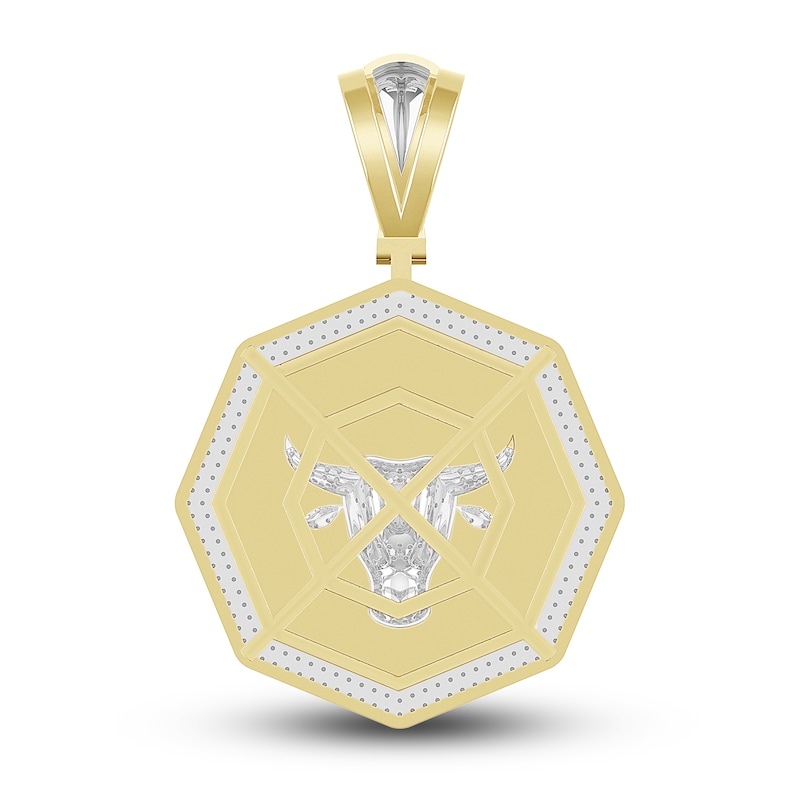 Main Image 4 of Men's Diamond Bull Charm 1 ct tw Round 10K Yellow Gold