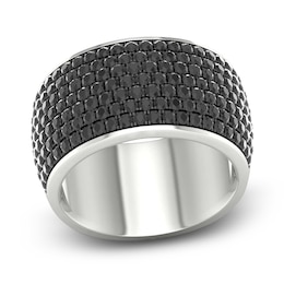 Men's Black Diamond Ring 2 ct tw Round 10K White Gold