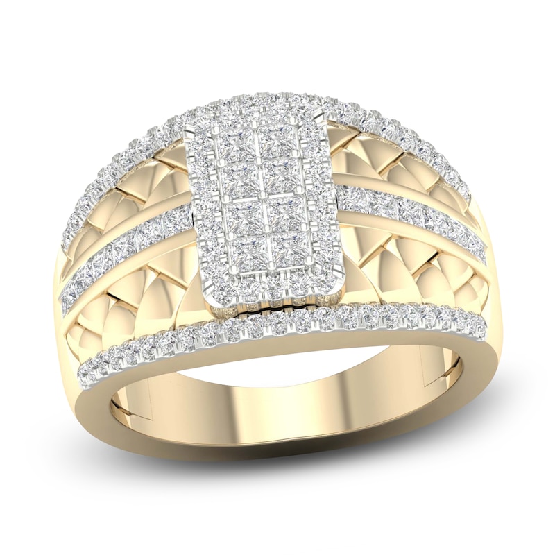 Men's Diamond Ring 1-1/4 ct tw Princess/Round 10K Yellow Gold | Jared