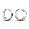 Thumbnail Image 3 of Men's Black Diamond Hoop Earrings 1 ct tw Princess 10K White Gold