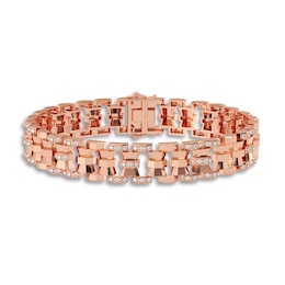 Men's Diamond Bracelet 1 ct tw Round 14K Rose Gold 8.5&quot;