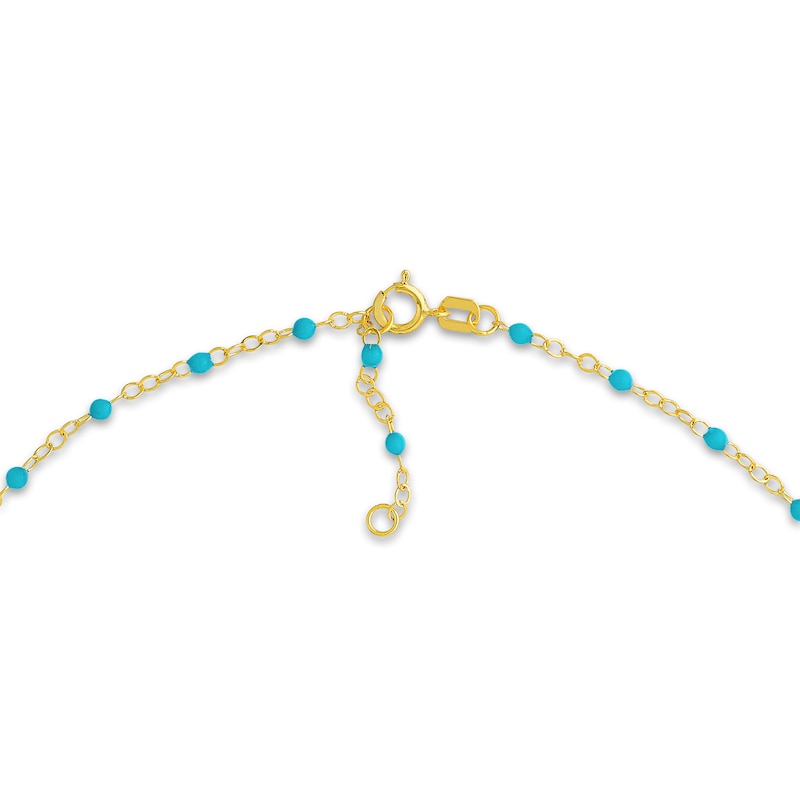 Main Image 3 of Solid Station Necklace Turquoise Enamel 14K Yellow Gold 18&quot;