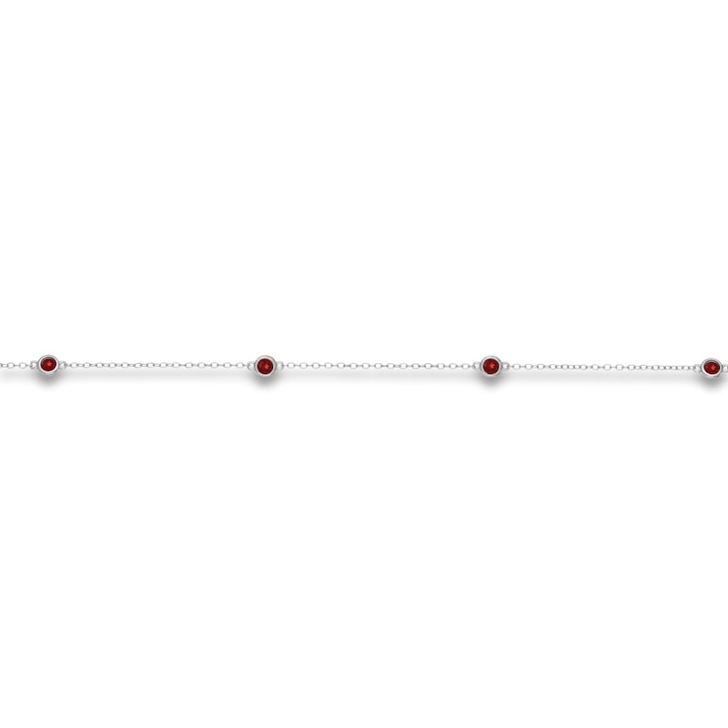 Main Image 2 of Natural Garnet Station Necklace Sterling Silver 18&quot;