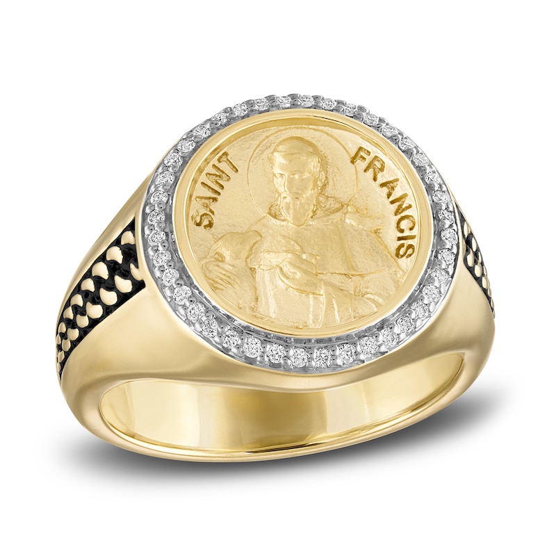 Main Image 1 of 1933 by Esquire Men's Diamond Ring 1/5 ct tw Round 14K Yellow Gold-Plated Sterling Silver