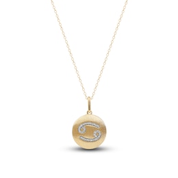 Diamond Cancer Zodiac Pendant Necklace 1/10 ct tw Round 14K Yellow Gold